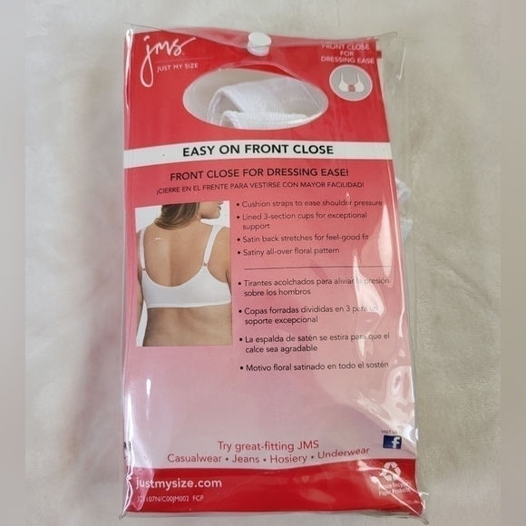 Just My Size Front Close Bra 50DD #1107 White - Picture 2 of 8